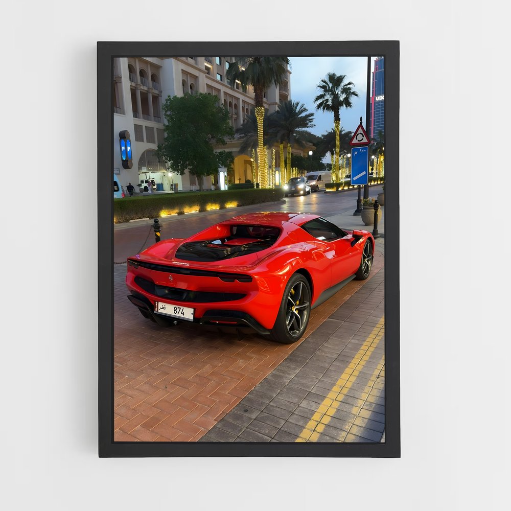 Poster Ferrari Rouge 296 GTB (vue 2)